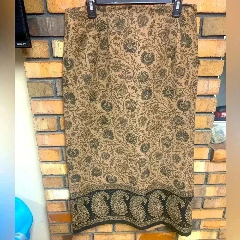 Women’s Briggs New York Floral Midi Back Slit Skirt